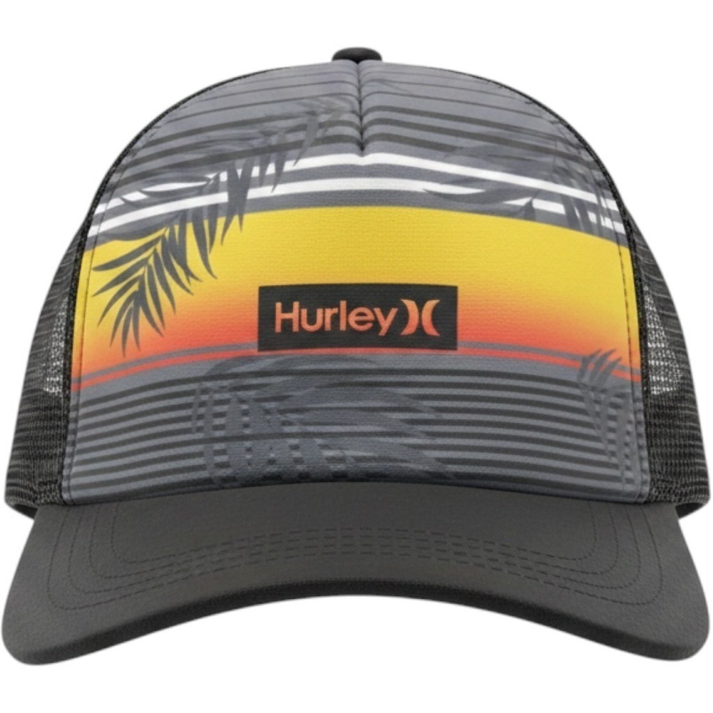 Hurley Trucker Hat Mesh Back Sunset Palm Tree Adjustable Snapback Cap